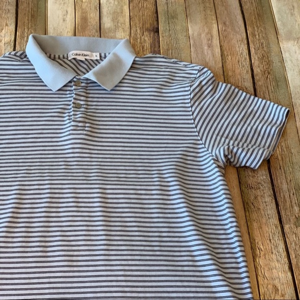 Calvin Klein short sleeved striped polo shirt